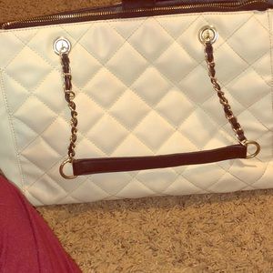 White leather quilted purse